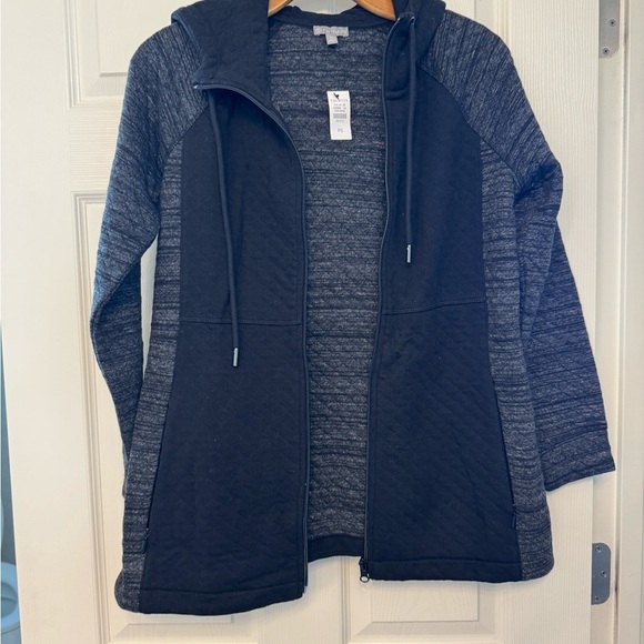 Chic Black and Gray Zip-Up Hoodie - Picture 1 of 6